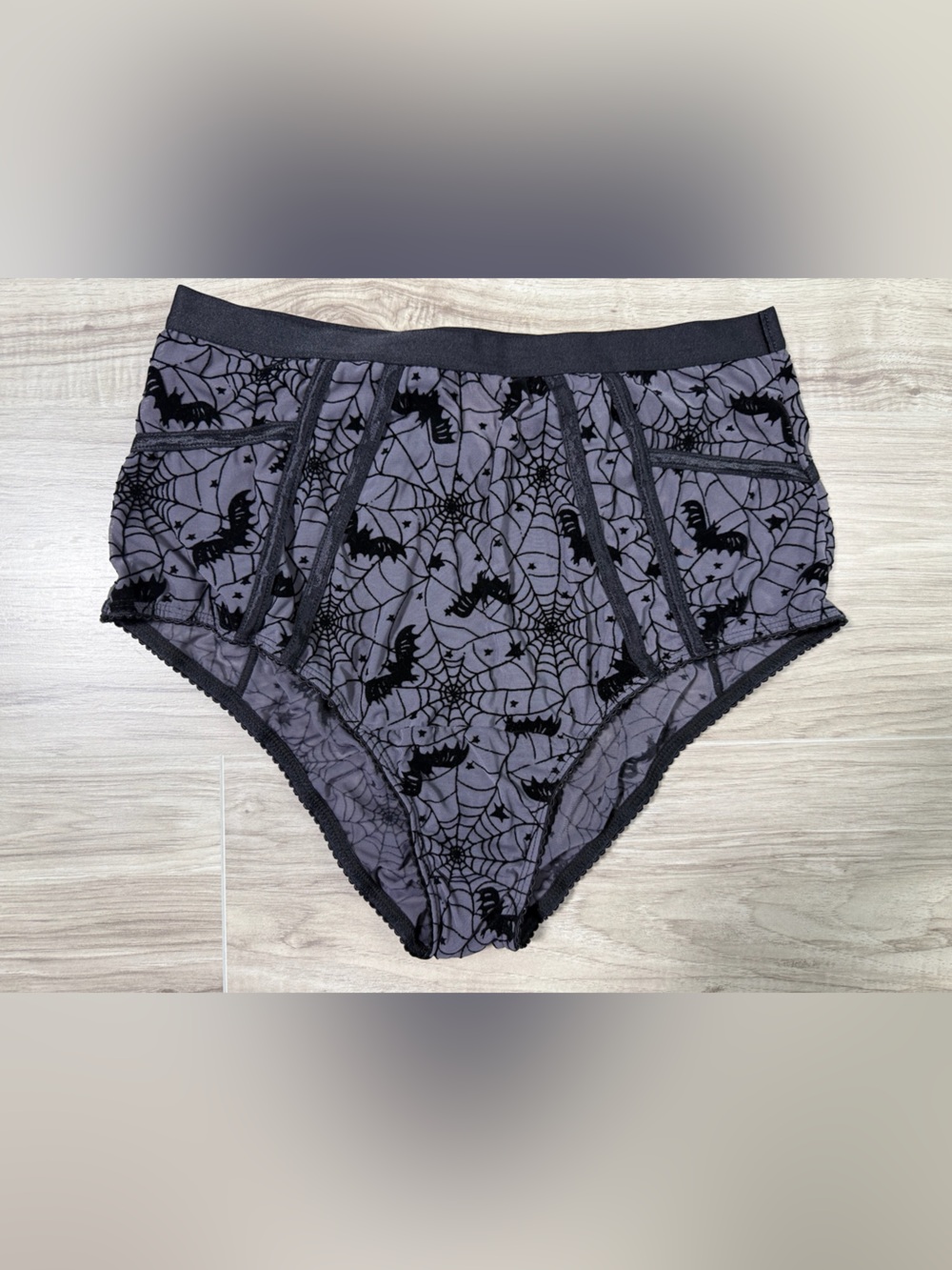 NWOT Torrid Gothic Halloween Spiderweb Flocked Bat Mesh Cheeky Panties